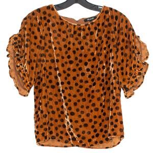 Madewell Womens Top Velvet Boho Retro Gothic Romance Ruffle Glam Orange Small